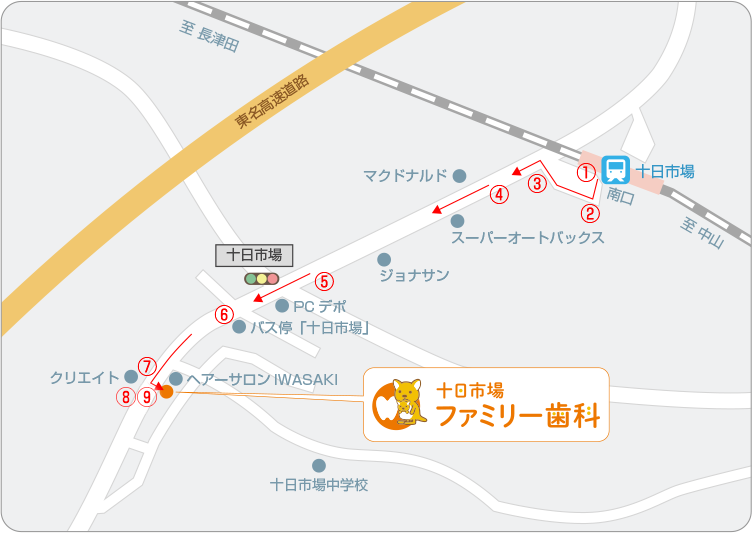 十日市場ファミリー歯科マップ